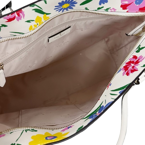 Kate Spade Perfect Large Top Zip Tote Garden Bouquet Floral Cream Multi - Picture 7 of 9